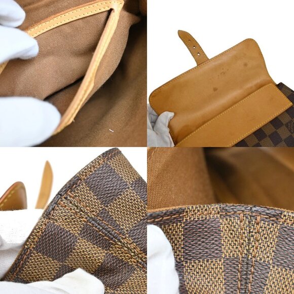 LOUIS VUITTON Logo Soho Backpack Bag Damier Ebene Leather Brown - Picture 7 of 16